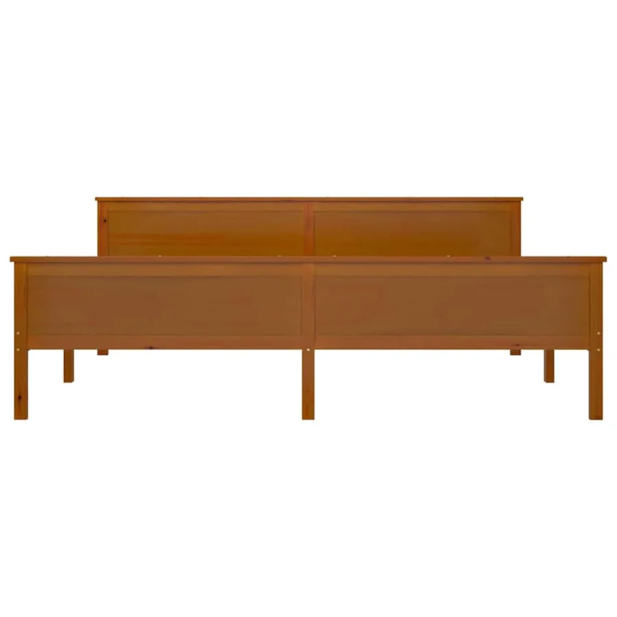 Cadre de lit sans matelas marron miel bois pin massif 200x200cm - 4