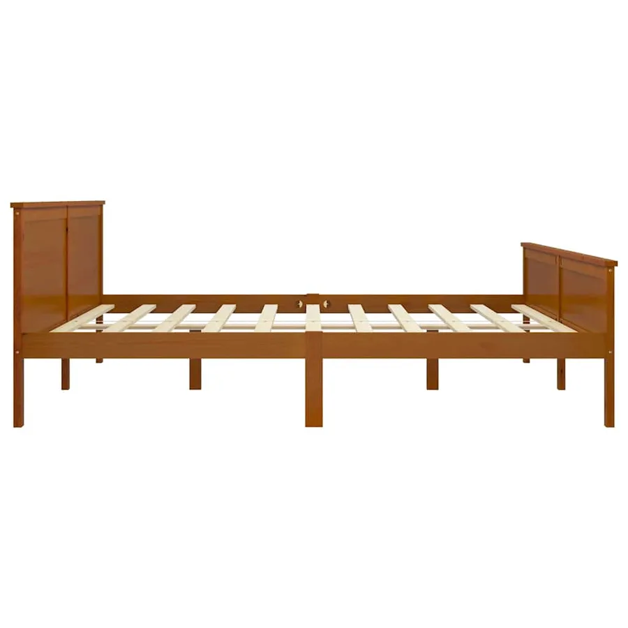 Cadre de lit sans matelas marron miel bois pin massif 200x200cm - 5