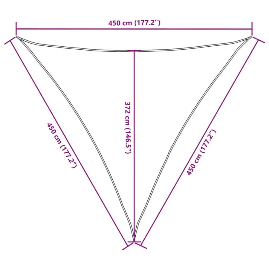 Voile de parasol tissu oxford triangulaire 4,5x4,5x4,5 m marron - 10