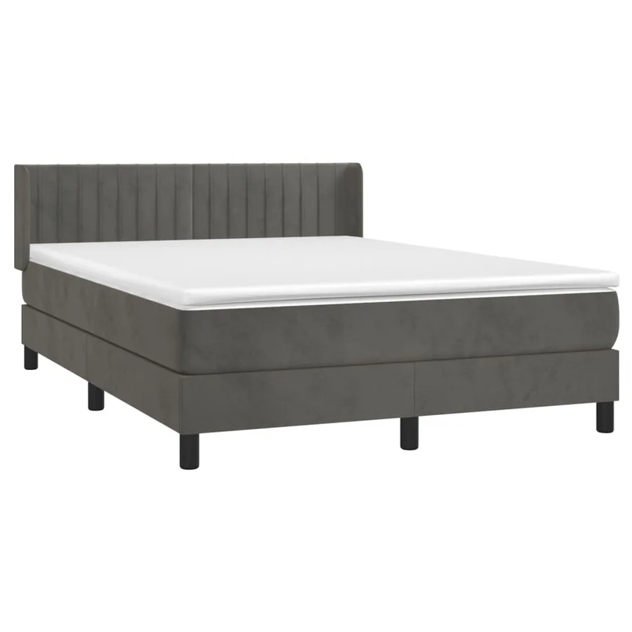 Sommier à lattes de lit et matelas Gris foncé 140x200cm Velours - 3