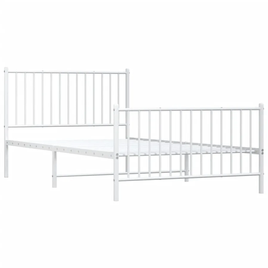 Cadre de lit métal sans matelas et pied de lit blanc 107x203 cm - 3