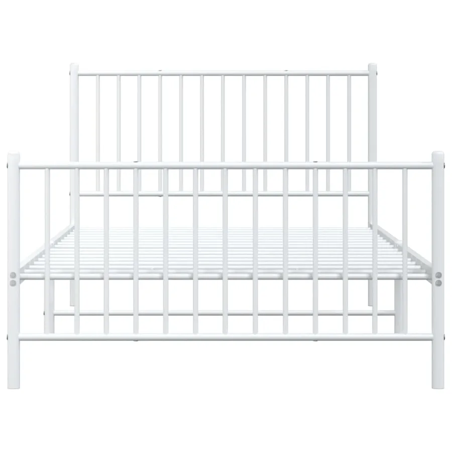 Cadre de lit métal sans matelas et pied de lit blanc 107x203 cm - 5