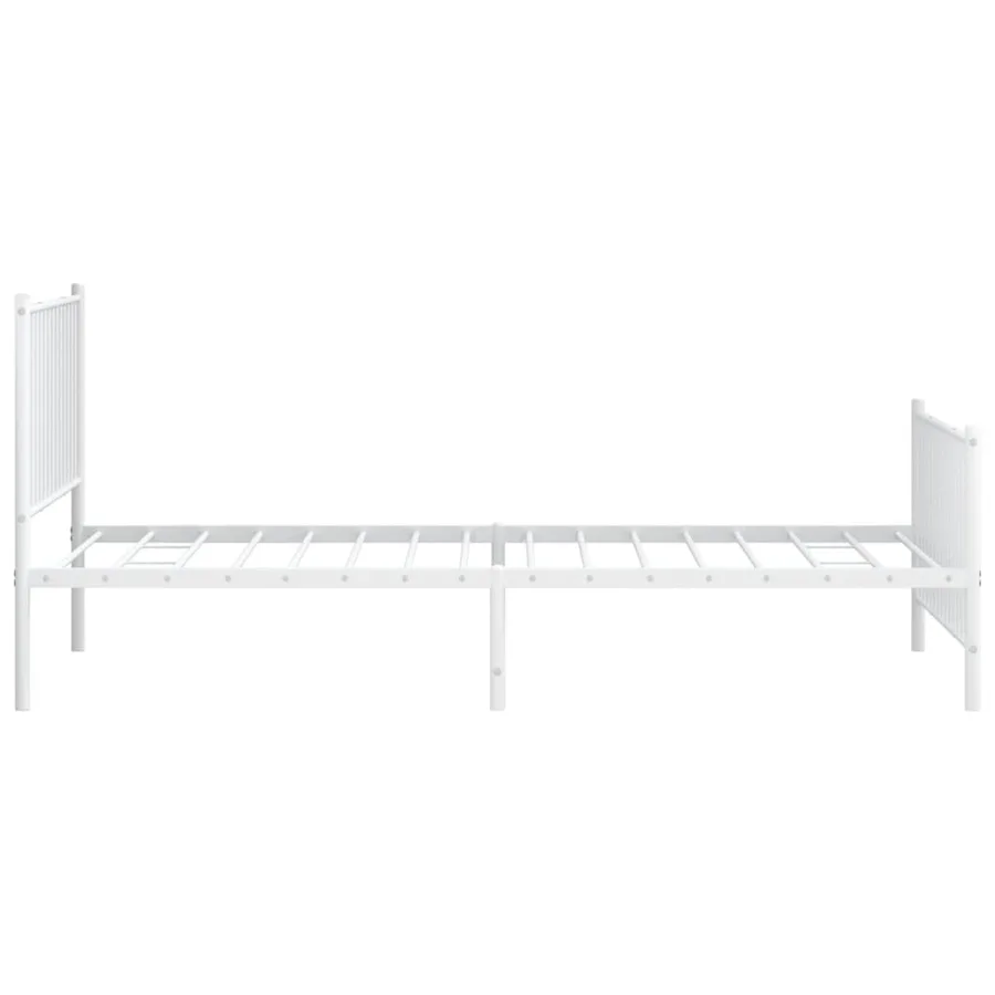 Cadre de lit métal sans matelas et pied de lit blanc 107x203 cm - 6