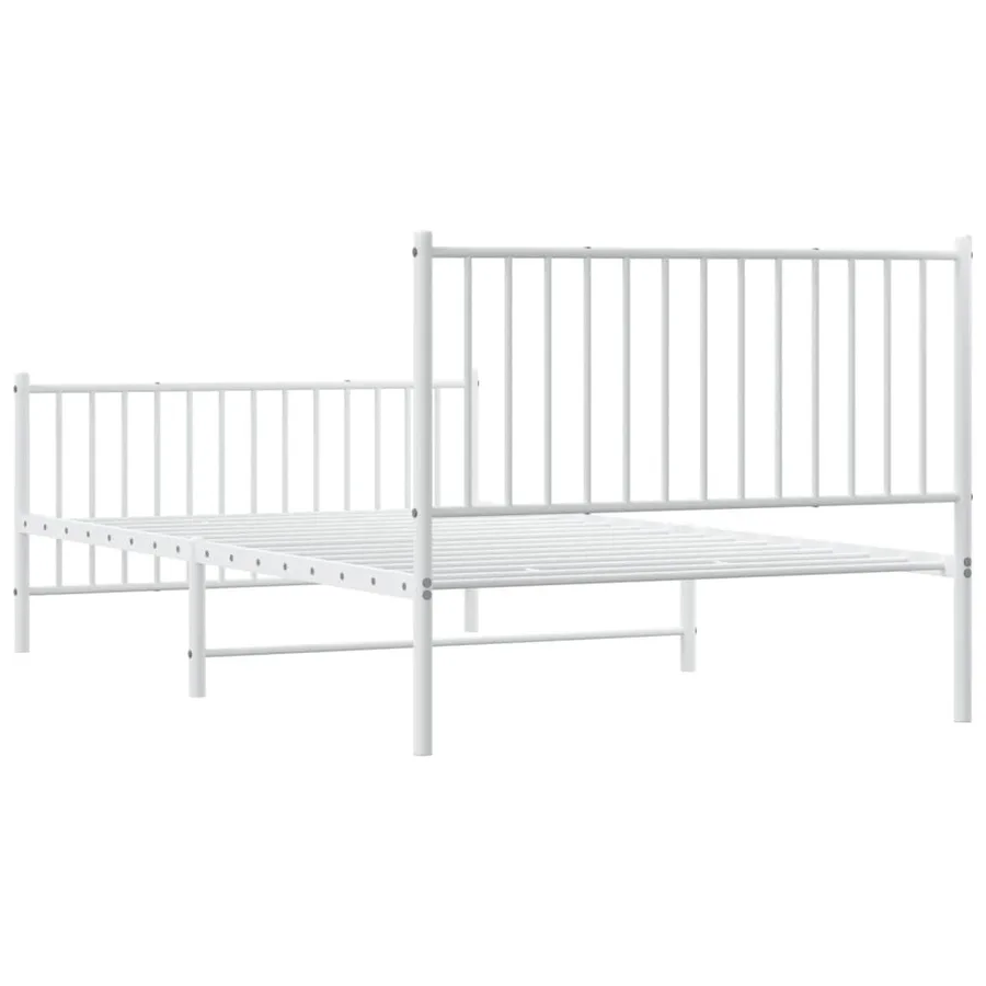 Cadre de lit métal sans matelas et pied de lit blanc 107x203 cm - 7
