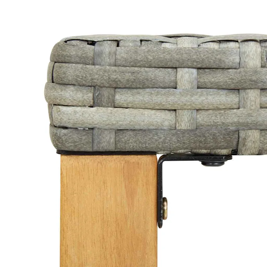 Banc de jardin 120 cm Gris Résine tressée et bois d'acacia - 5