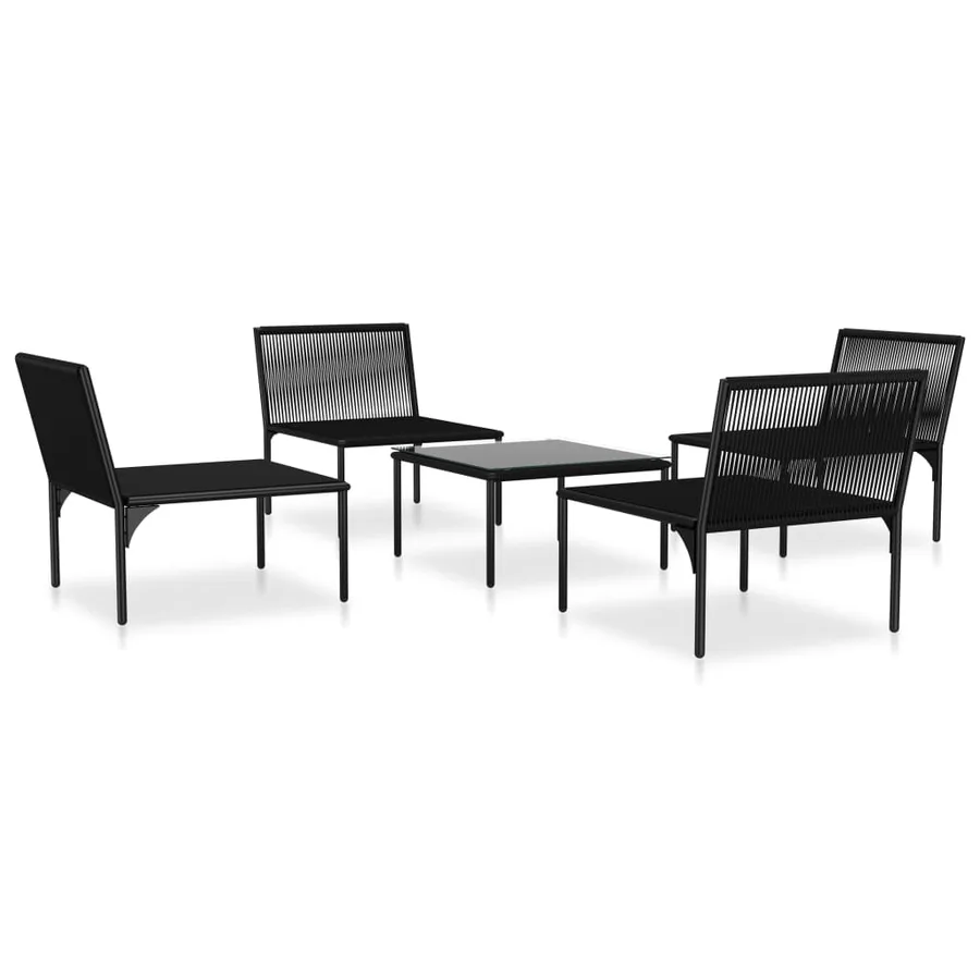 Salon de jardin 5 pcs avec coussins Noir PVC - 3
