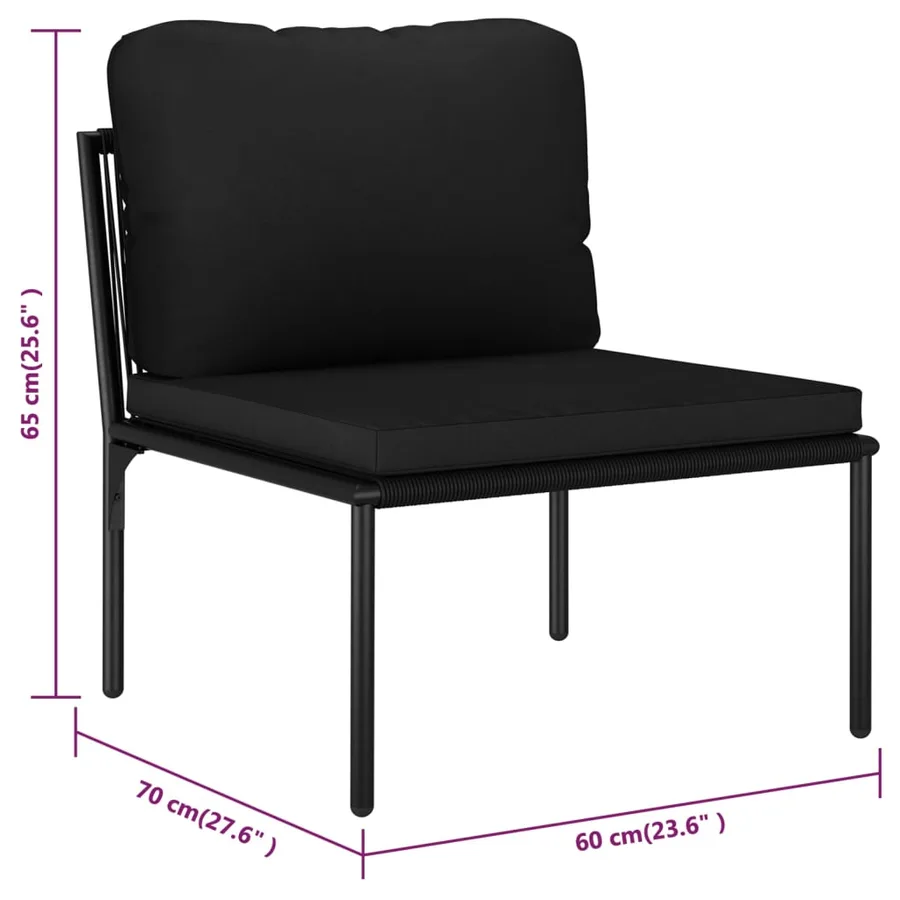 Salon de jardin 5 pcs avec coussins Noir PVC - 9