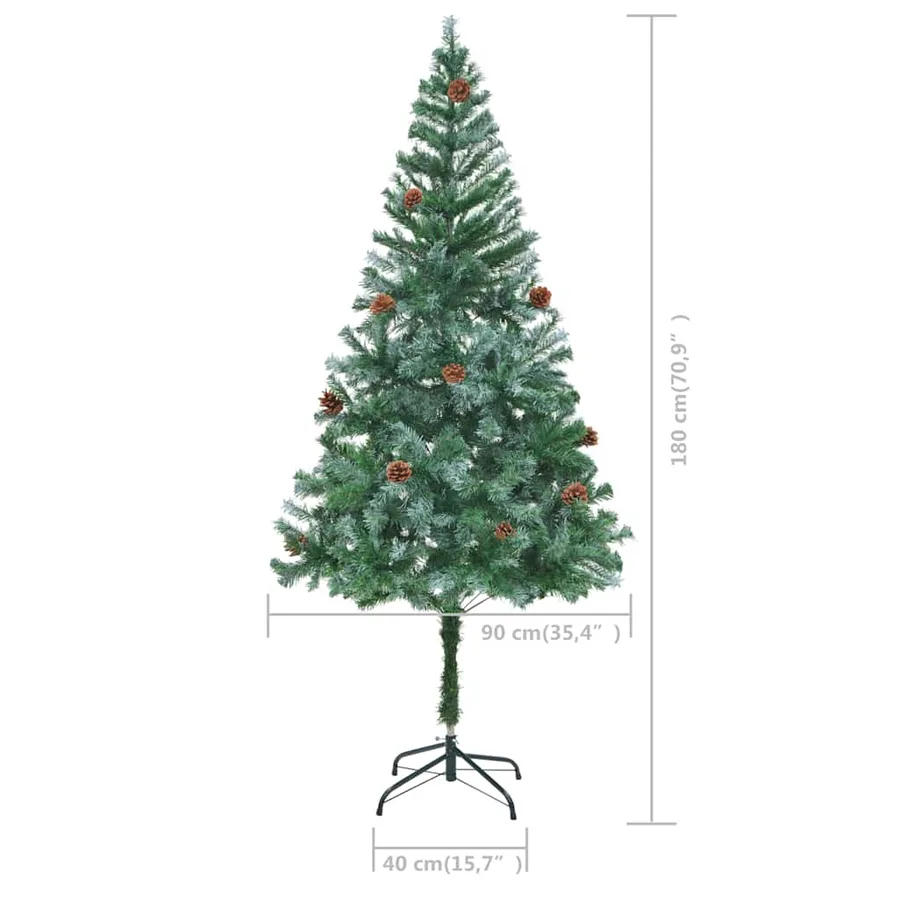 Arbre de Noël artificiel pré-éclairé/boules pommes de pin 180cm - 12