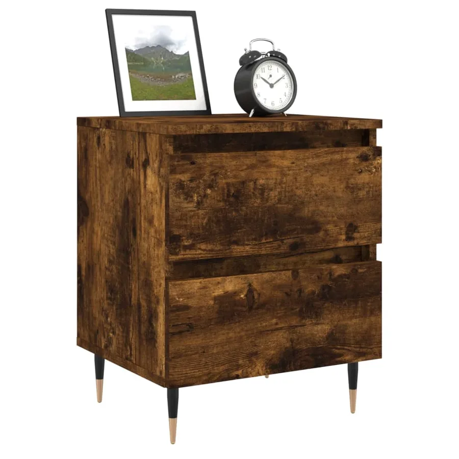 Table de chevet chêne fumé 40x35x50 cm bois d’ingénierie - 3