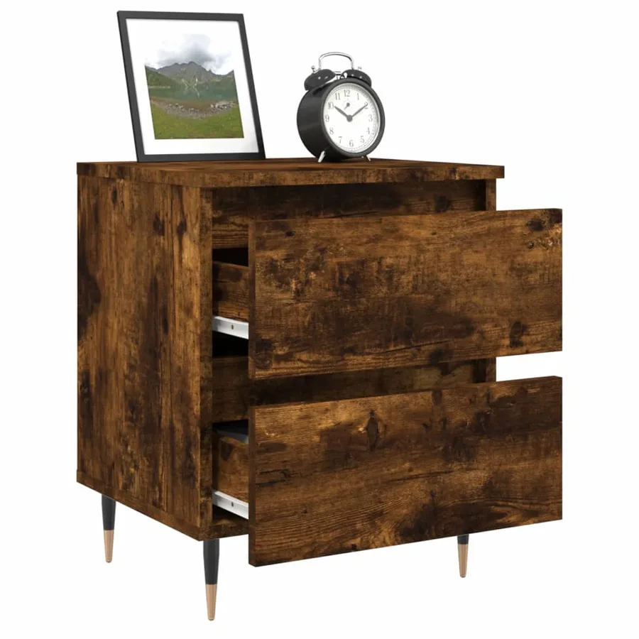 Table de chevet chêne fumé 40x35x50 cm bois d’ingénierie - 4