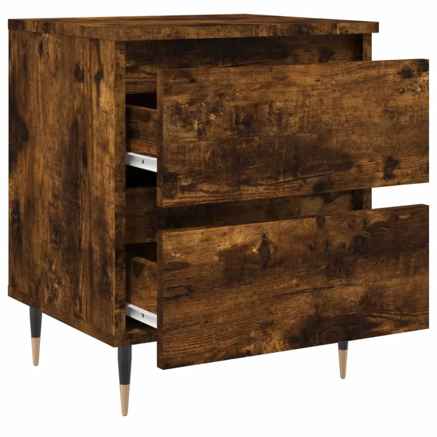 Table de chevet chêne fumé 40x35x50 cm bois d’ingénierie - 6