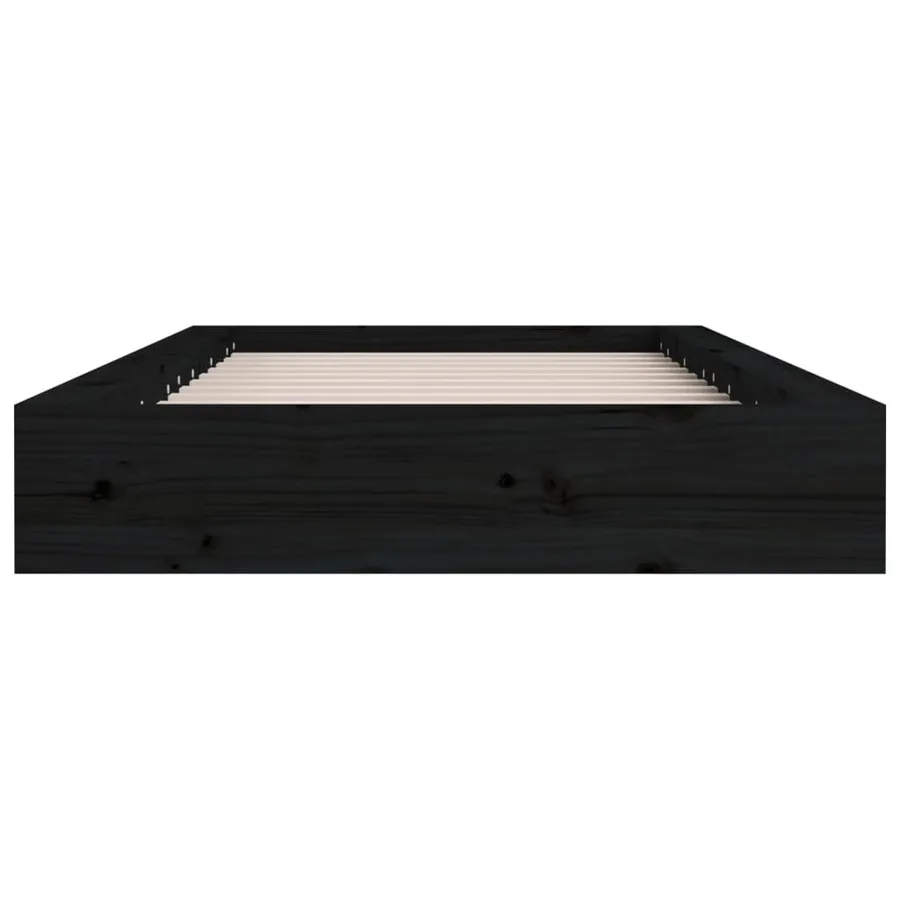 Cadre de lit sans matelas noir 135x190 cm bois massif - 4