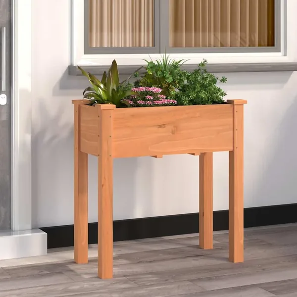 Jardinière avec doublure marron 71x37x76cm bois massif de sapin