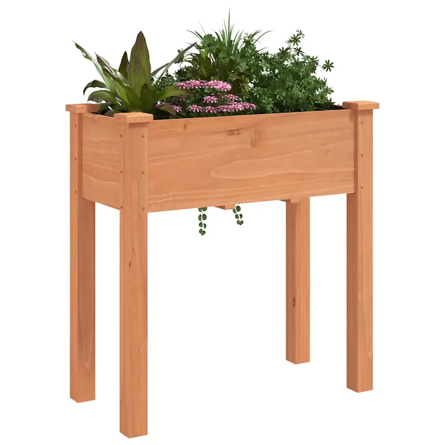 Jardinière avec doublure marron 71x37x76cm bois massif de sapin - 3