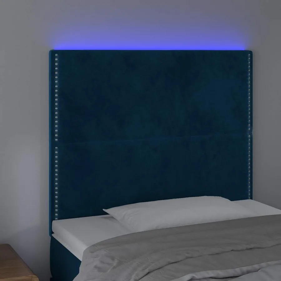 Tête de lit à LED Bleu foncé 80x5x118/128 cm Velours - 3