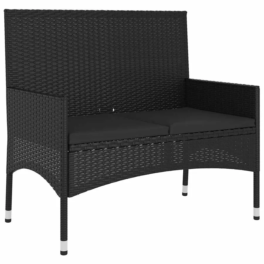 Salon de jardin 6 pcs avec coussins Noir Résine tressée - 11