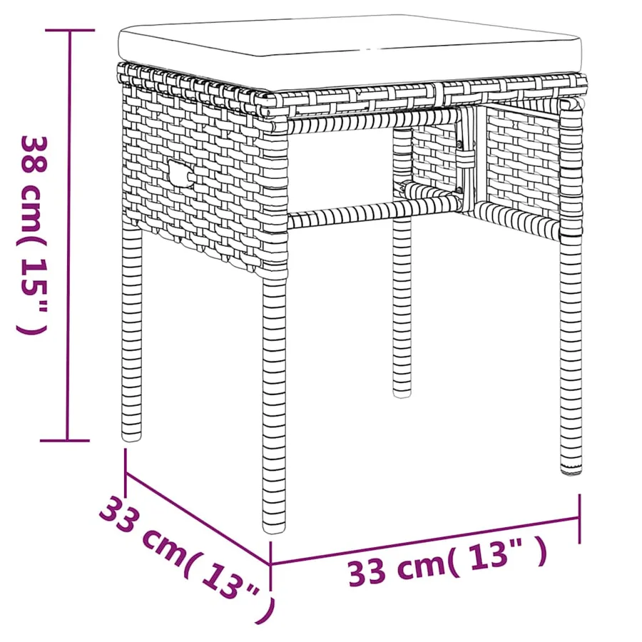 Salon de jardin 6 pcs avec coussins Noir Résine tressée - 14