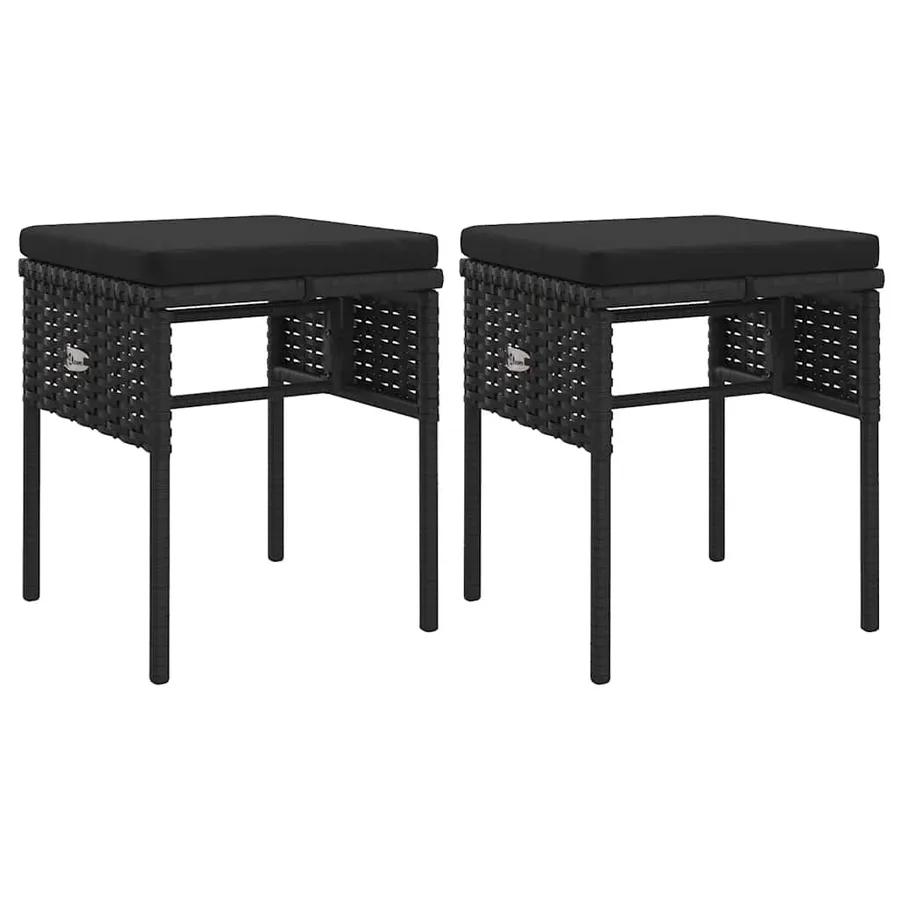 Salon de jardin 6 pcs avec coussins Noir Résine tressée - 7