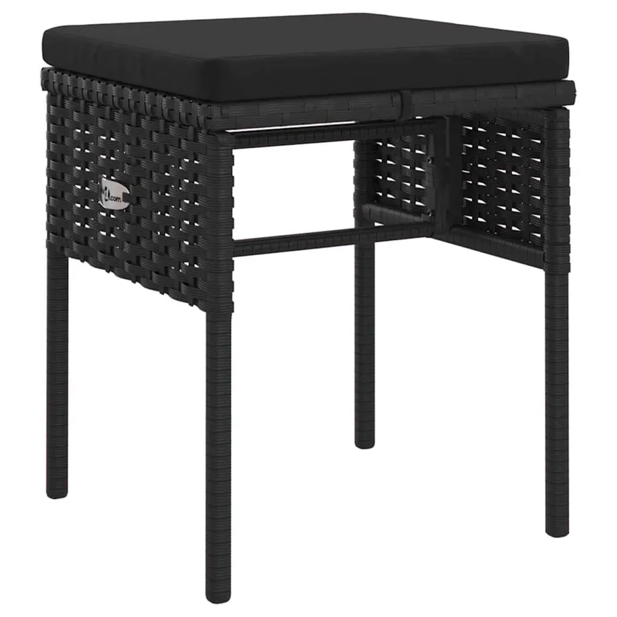 Salon de jardin 6 pcs avec coussins Noir Résine tressée - 8
