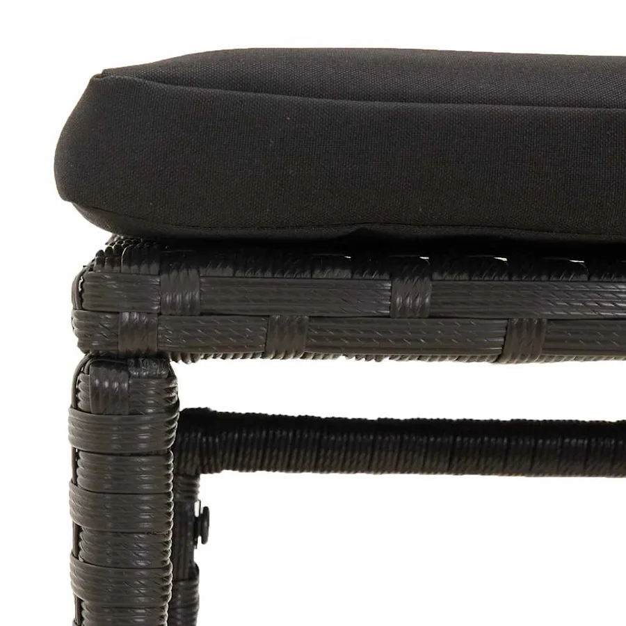 Salon de jardin 6 pcs avec coussins Noir Résine tressée - 9