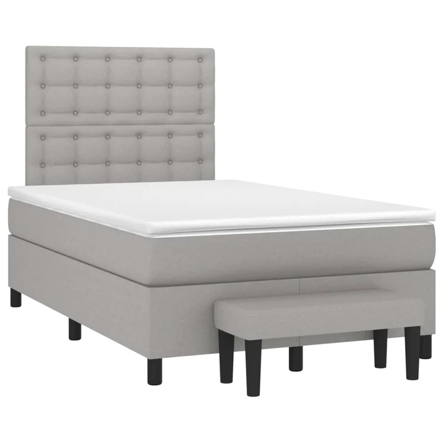 Sommier à lattes de lit avec matelas Gris clair 120x200cm Tissu - 3