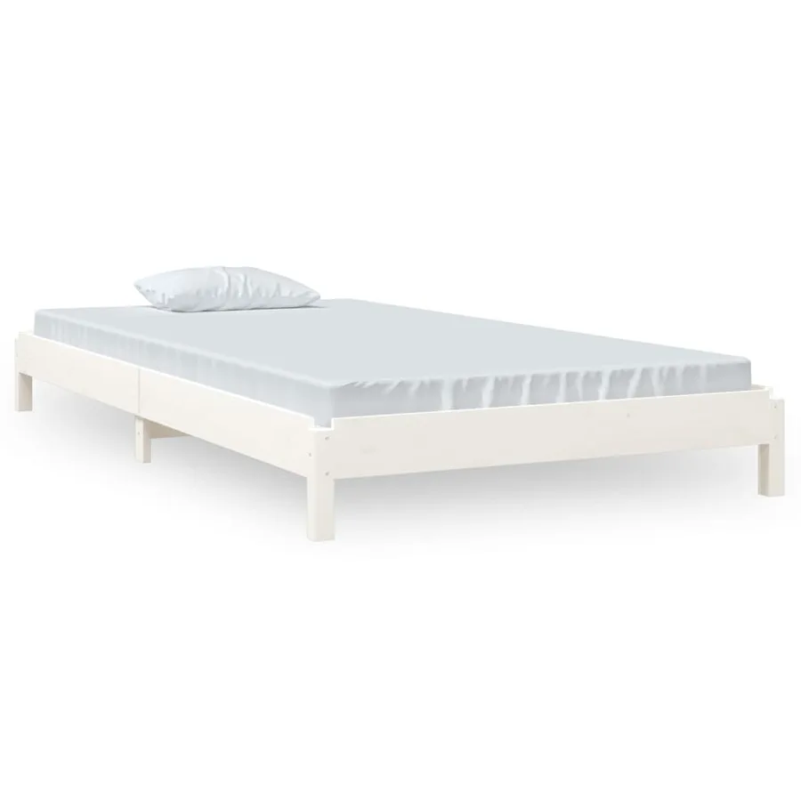 Lit empilable sans matelas blanc 100x200 cm bois de pin massif - 2