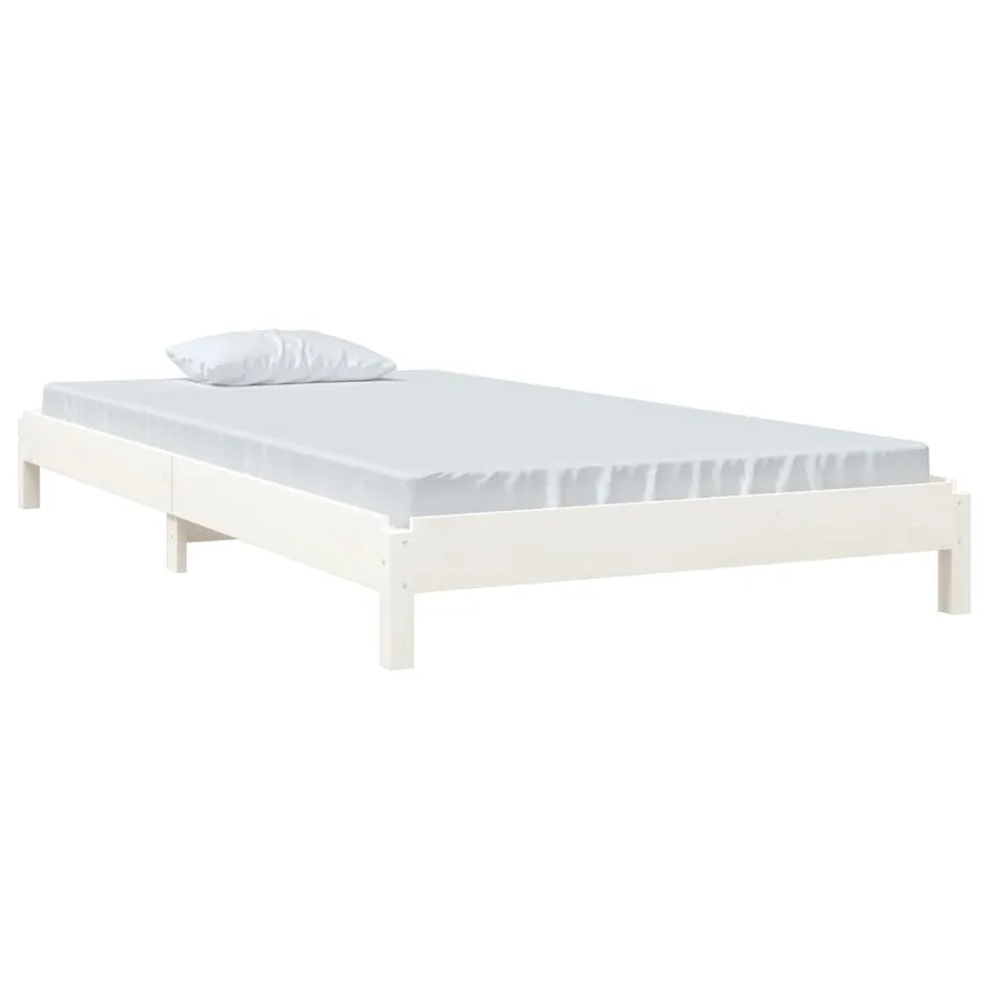 Lit empilable sans matelas blanc 100x200 cm bois de pin massif - 3