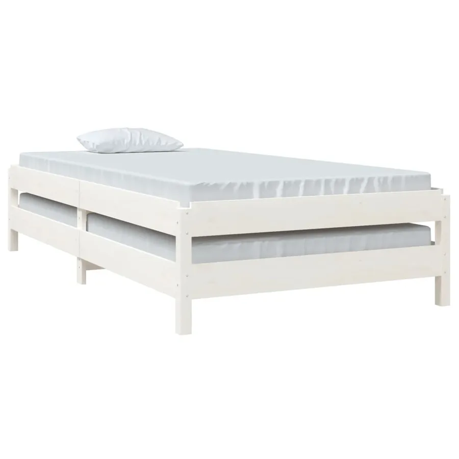 Lit empilable sans matelas blanc 100x200 cm bois de pin massif - 5