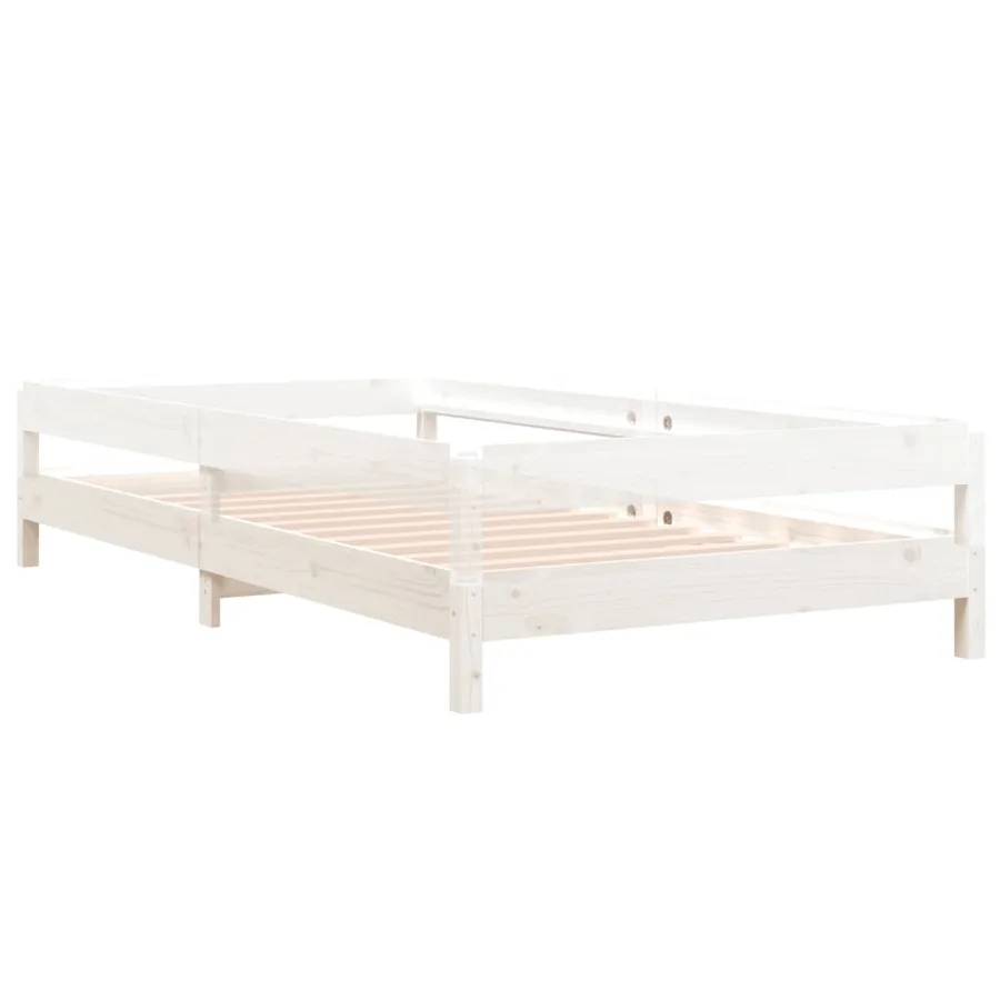 Lit empilable sans matelas blanc 100x200 cm bois de pin massif - 6