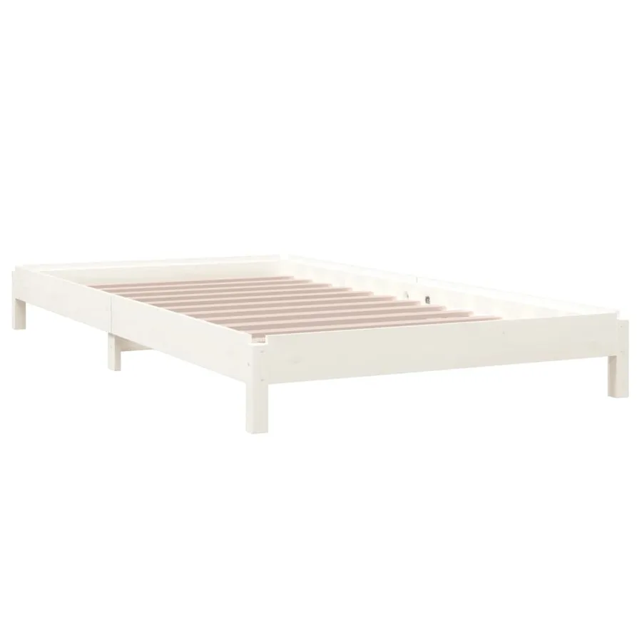 Lit empilable sans matelas blanc 100x200 cm bois de pin massif - 7