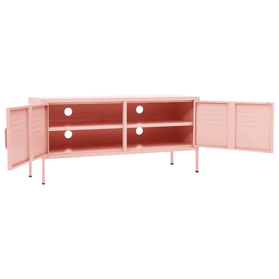 Meuble TV Rose 105x35x50 cm Acier - 6