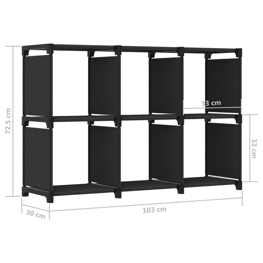Étagère d'affichage 6 cubes Noir 103x30x72,5 cm Tissu - 8