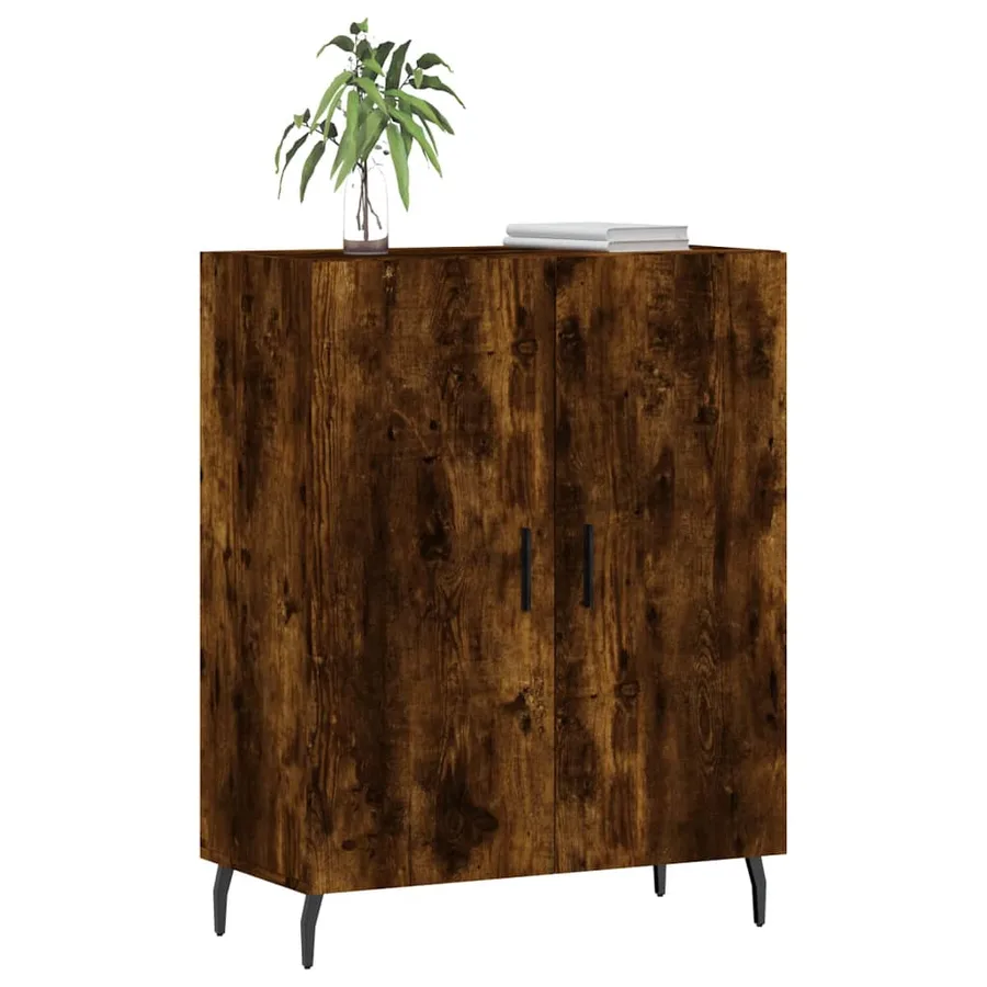 Buffet chêne fumé 69,5x34x90 cm bois d'ingénierie - 3