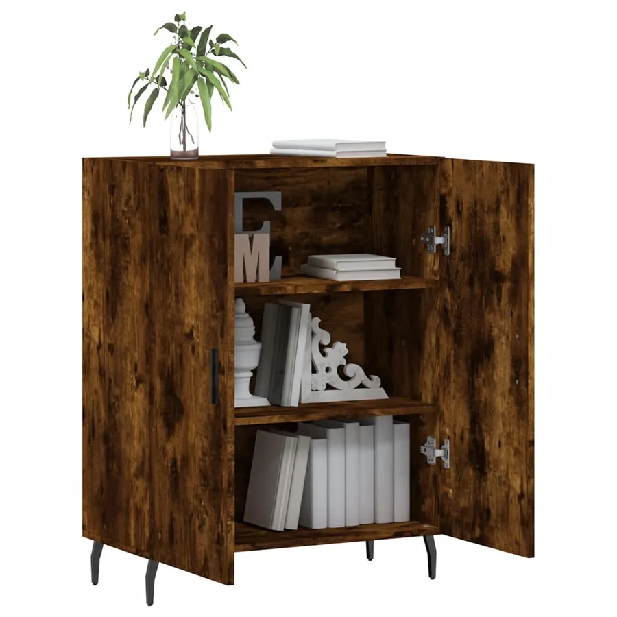 Buffet chêne fumé 69,5x34x90 cm bois d'ingénierie - 4