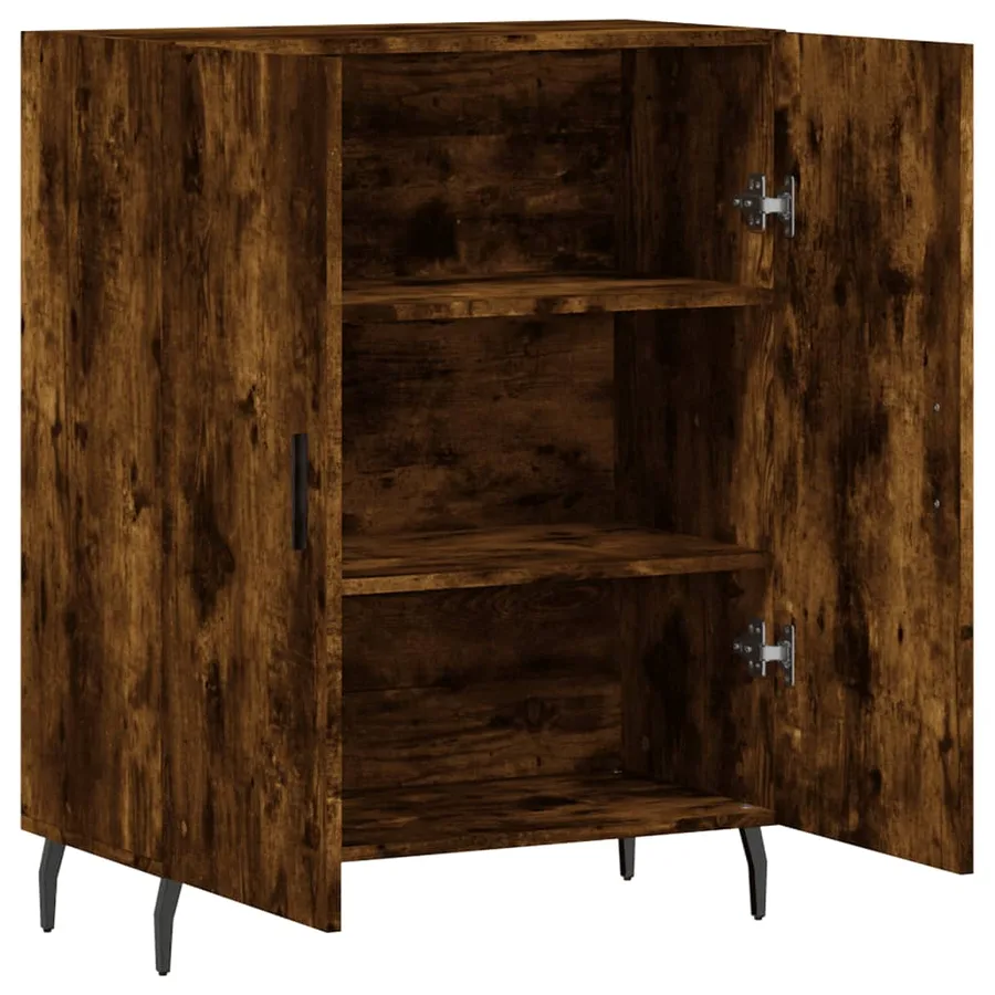 Buffet chêne fumé 69,5x34x90 cm bois d'ingénierie - 6