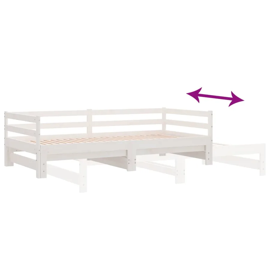 Lit coulissant sans matelas blanc 80x200 cm - 9