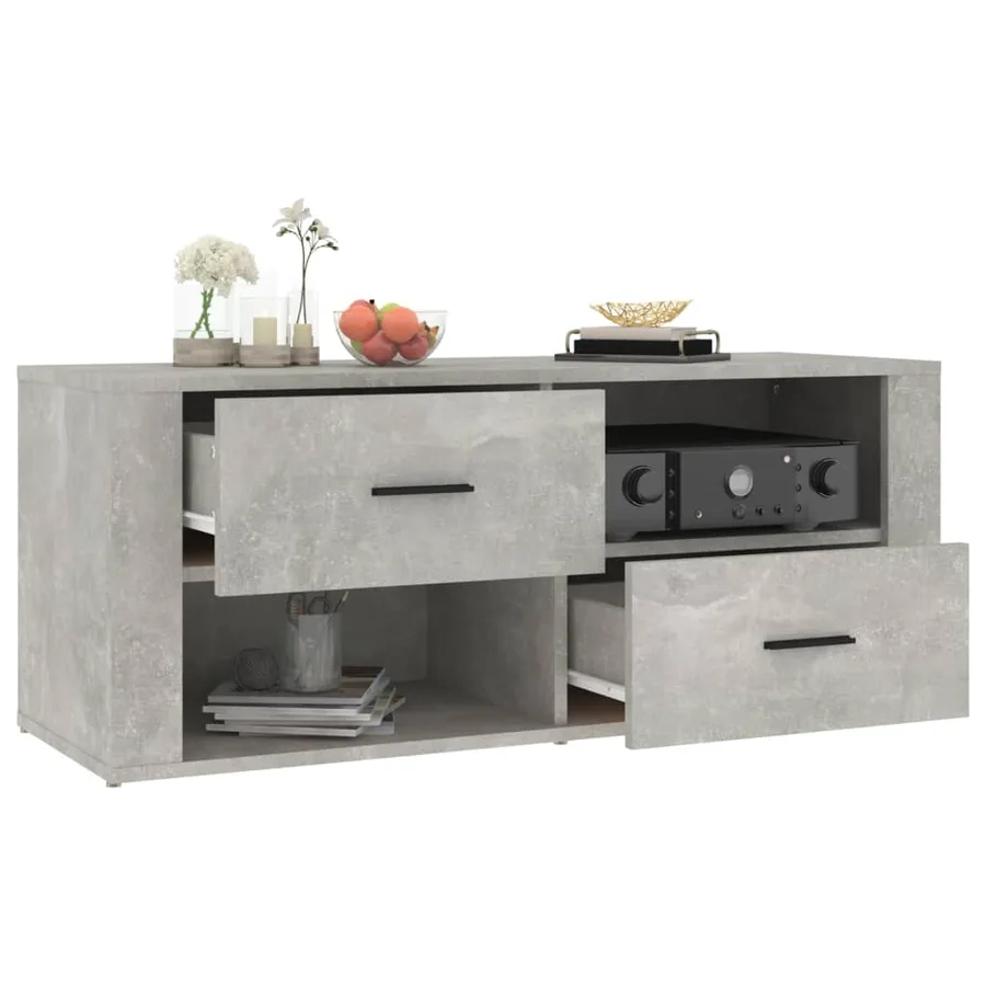 Meuble TV Gris béton 100x35x40 cm Bois d'ingénierie - 5
