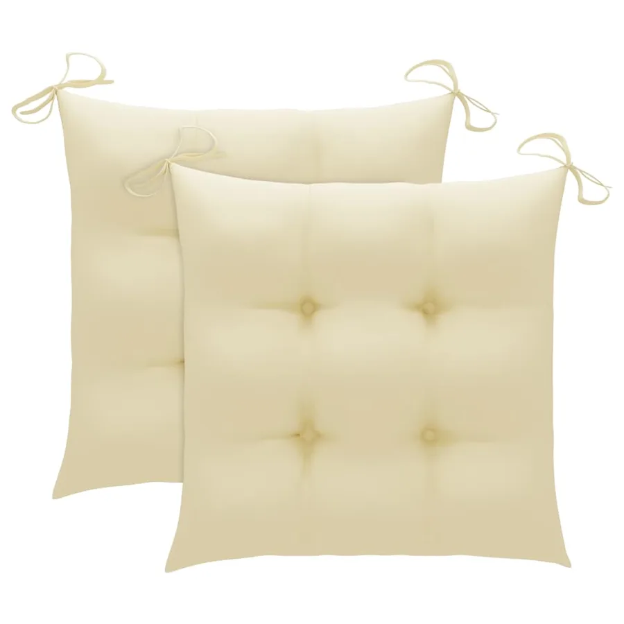 Chaise à bascule avec coussin blanc crème Bois de teck solide - 2