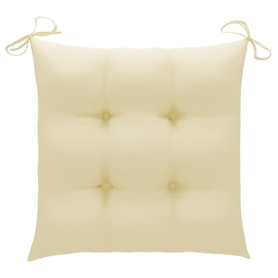 Chaise à bascule avec coussin blanc crème Bois de teck solide - 3