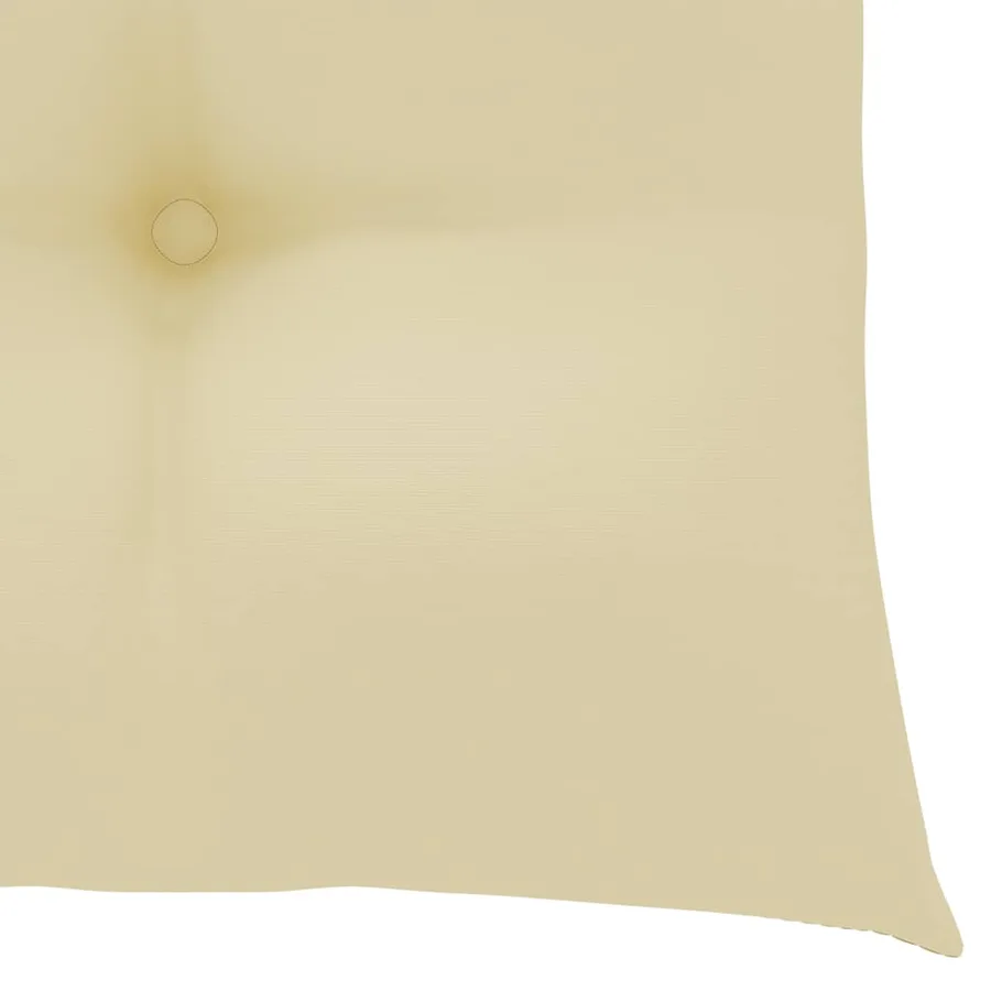 Chaise à bascule avec coussin blanc crème Bois de teck solide - 6