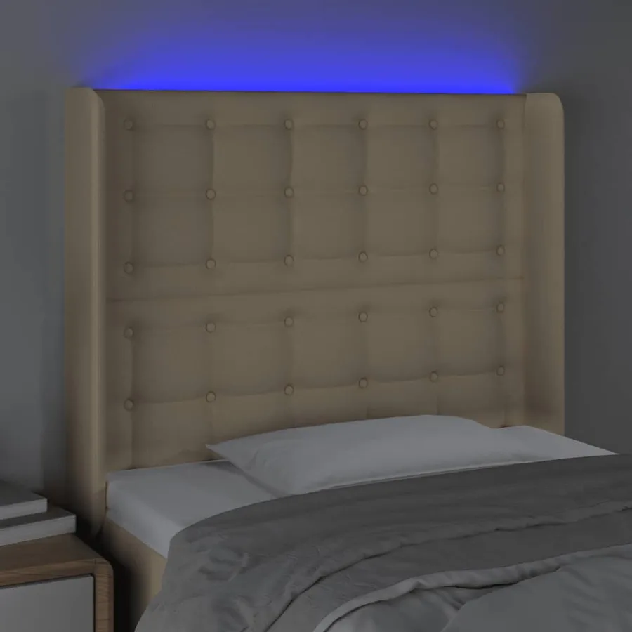 Tête de lit à LED Crème 93x16x118/128 cm Tissu - 4