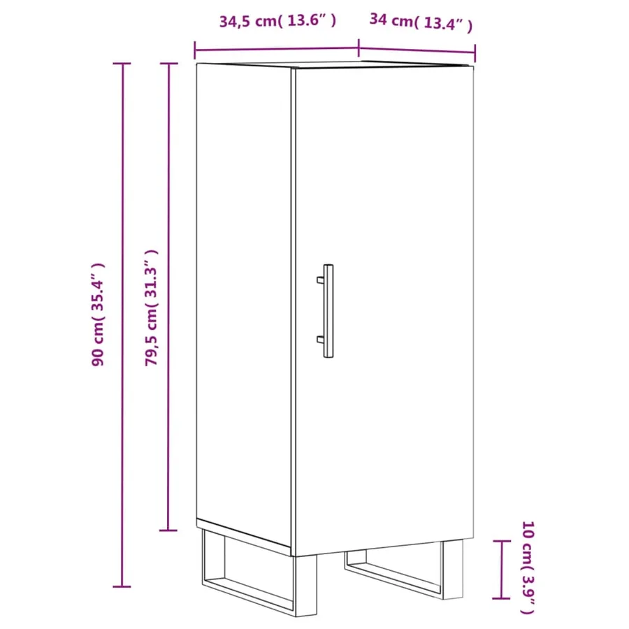 Buffet Sonoma gris 34,5x34x90 cm Bois d'ingénierie - 13