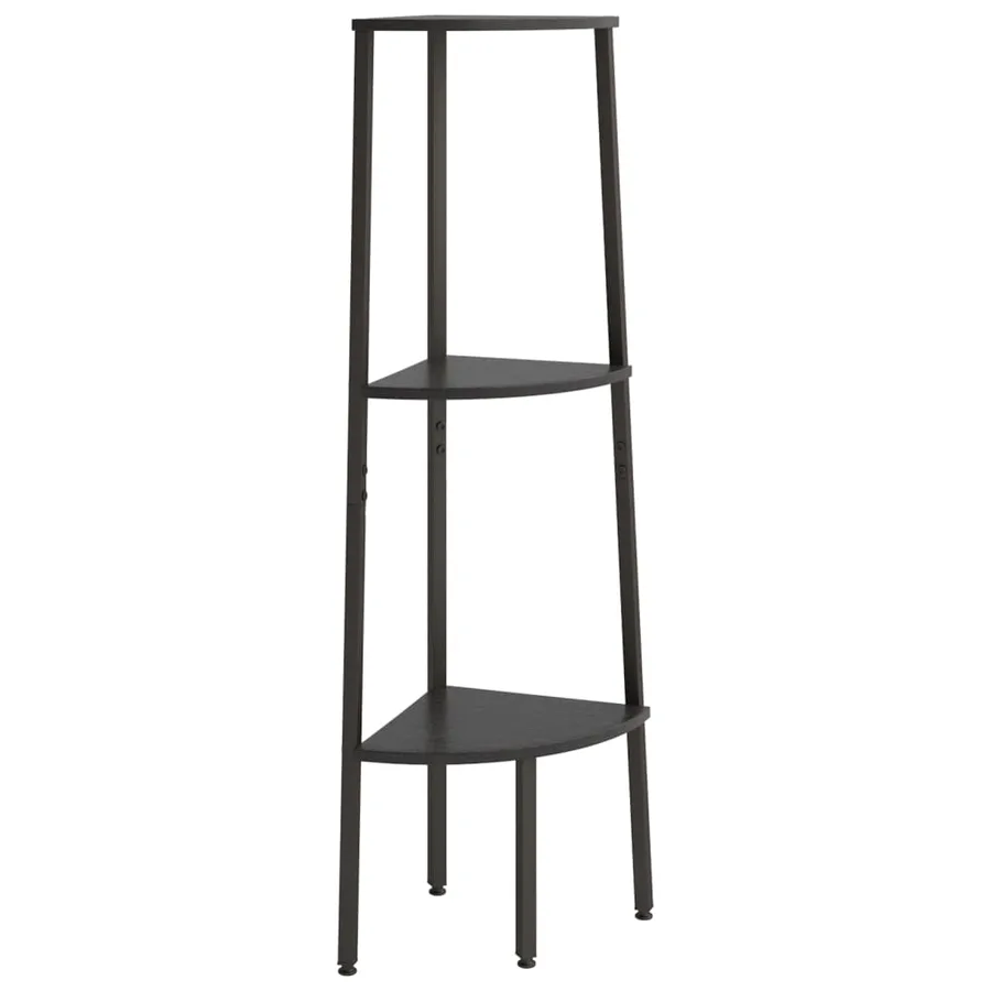 Étagère d'angle 3 niveaux Noir 45,5x31,5x120 cm - 2