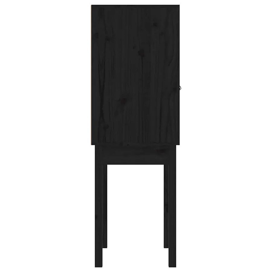 Buffet haut Noir 60x40x120 cm Bois massif de pin - 7