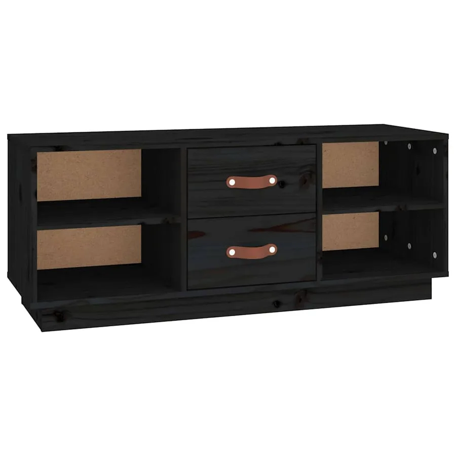 Meuble TV Noir 100x34x40 cm Bois de pin massif - 2