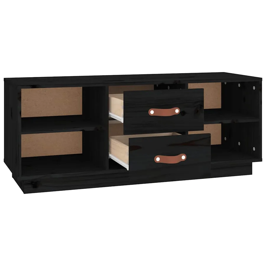 Meuble TV Noir 100x34x40 cm Bois de pin massif - 7