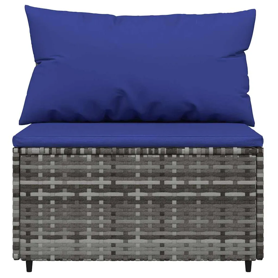Salon de jardin 4 pcs avec coussins Gris Résine tressée - 6