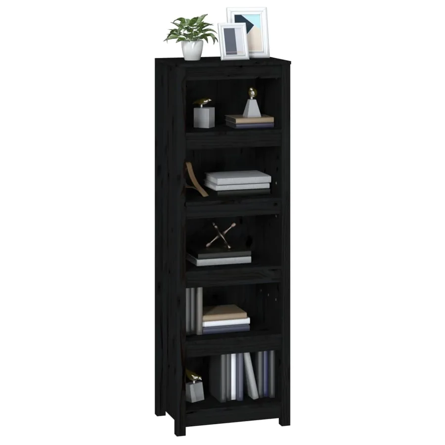 Bibliothèque Noir 50x35x154 cm Bois de pin massif - 4