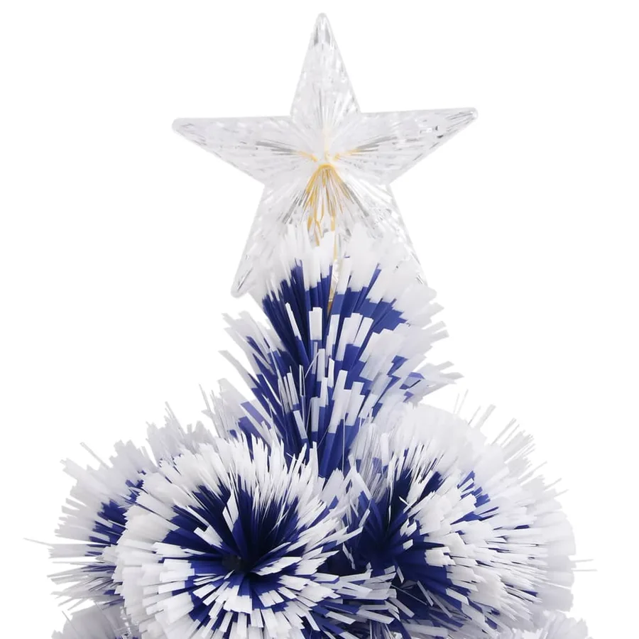 Arbre de Noël artificiel pré-éclairé blanc/bleu fibre optique - 5