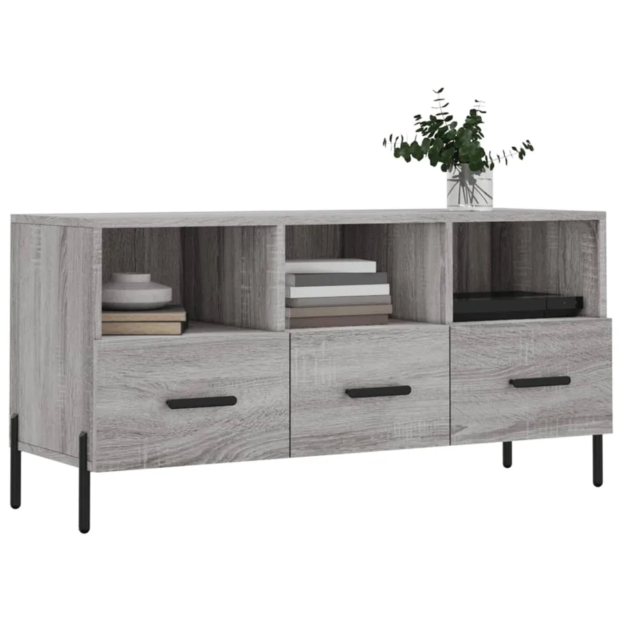 Meuble TV sonoma gris 102x36x50 cm bois d'ingénierie - 3